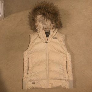 The North Face Hooded  Down Vest faux fur trimmed